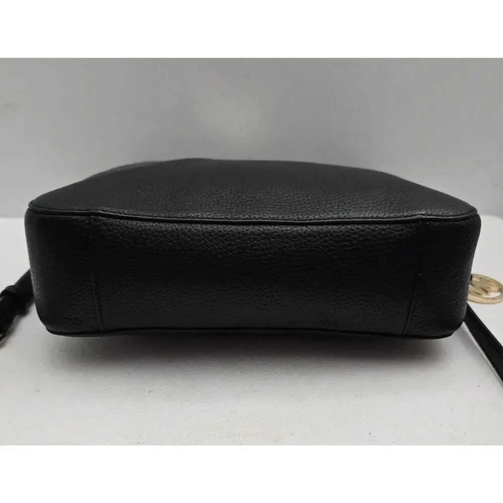 Michael Kors Jet Set Messenger Bag Black Leather Crossbody